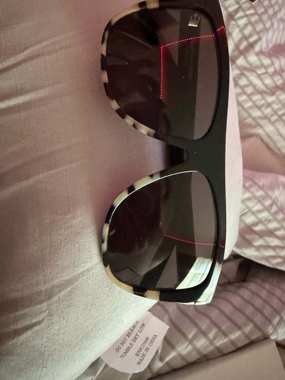 Saint Laurent SL 1 Oversized Flat Top Sunglasses Black & Ivory Marble 59-13-140